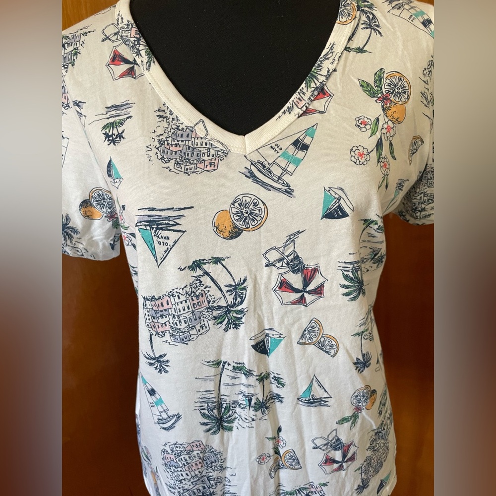 Old Navy Nautical Print V-Neck Tee